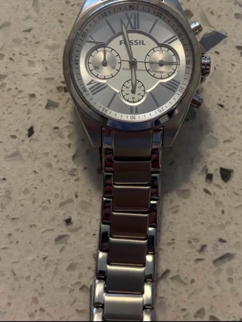 F ossil Ladies Stainless Steel Chronograph Watch NWT